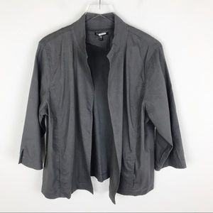 Eileen Fisher Grey Open Front Jacket Coat Linen XL